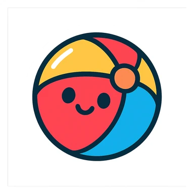 cute cartoon ball icon, rounded shapes, friendly appearance, glossy highlight, modern icon style sticker