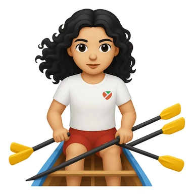 Make the girl's outfit red shorts and a white short-sleeved t-shirt in the style of apple style emojis sticker