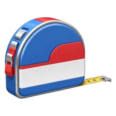 Create my a cartoon/realistic tape measure thats red white and blue. Do not include any yellow. sticker
