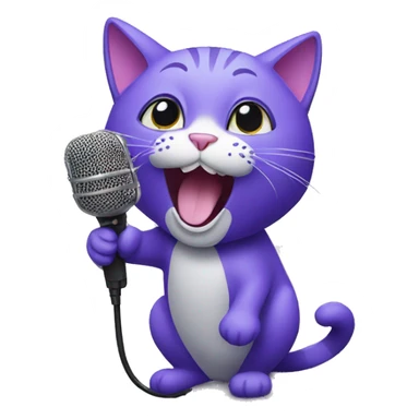 purple Cat singing, microphone sticker