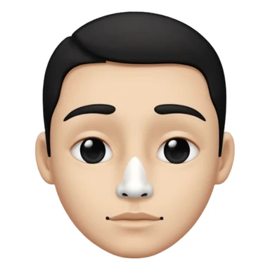 he has all black face but in the middle and nose part is white sticker