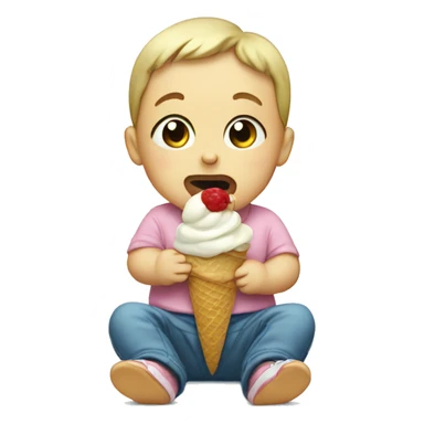 Baby eating ice cream sticker