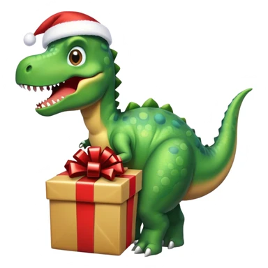 Dinosaur using a Christmas present  sticker