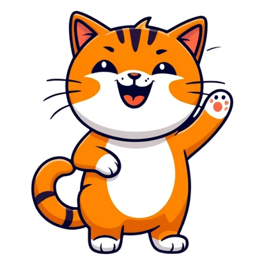 Orange cat laughing loudly  sticker