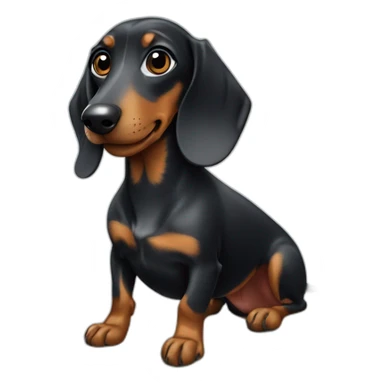 Black Dachshund with a gray spot on the face and gray eyes on a surfboard sticker