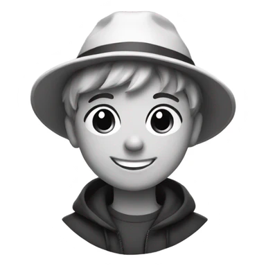 smiling boy in monochrome hat sticker