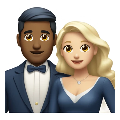 Puerto rican beard short hair with blue hat and navy blue suit getting Married with blond long hair girl with white  wedding dress  sticker
