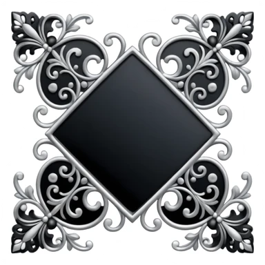 Black and silver filigree corner, 3D, extremely detailed design sticker