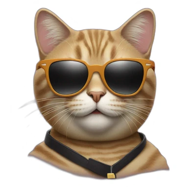 Cat with sunglasses ane cigarette sticker