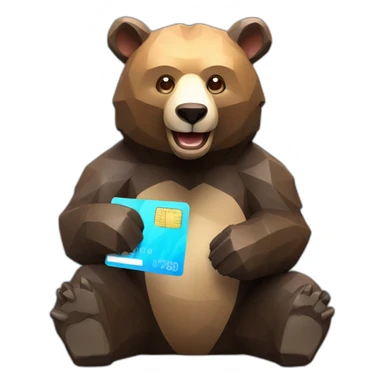 Happy Lowpoly black bear with credit card sticker