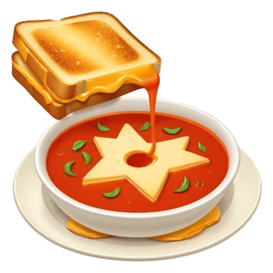 tomato soup with sliced grilled cheese on the side sticker