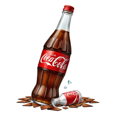 bottle of coca cola broken in the middle sticker