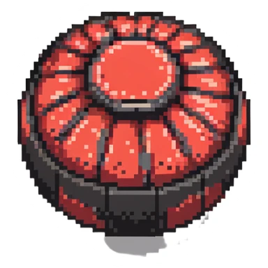 Red digital bomb, round bomb body with red highlights and details, no timer, fierce design, pixel art style sticker