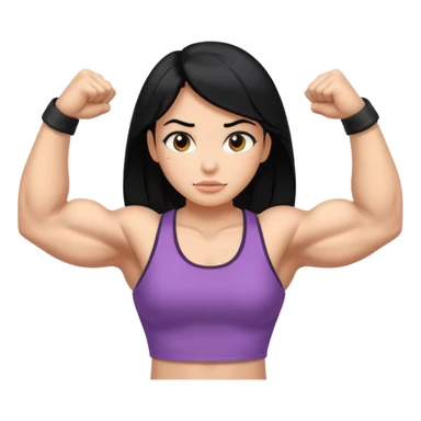 Girl with black hair and big muscles  sticker