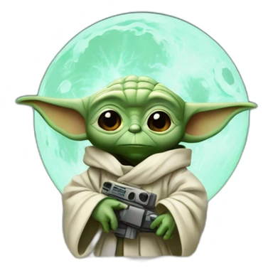 yoda on the moon sticker