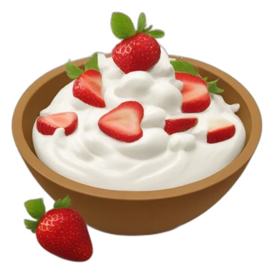 Greek yogurt bowl with strawberries, grapes and apple pieces  sticker