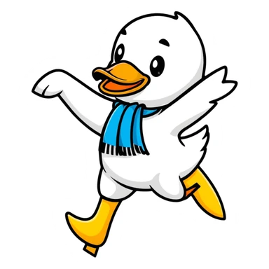 dancing duck with a finish line ribbon sticker