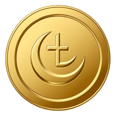 Minimal line-art icon of a coin with a small halal Arabic checkmark (حلال) symbol beside it, clean modern style, simple outlines, straight angle, no background, transparent, represents “halal income / halal money sticker