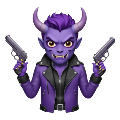 Diablo morado garrando dos pistolas  sticker