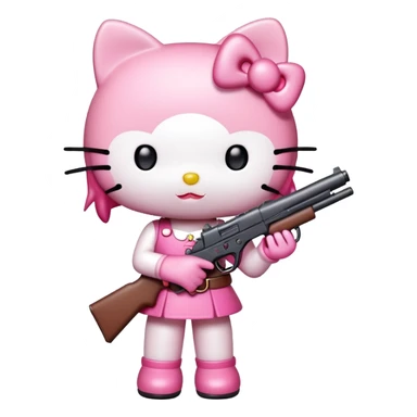 Hello kitty whit a gun  sticker