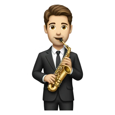 man with brown hair in a suit playing saxophone  sticker