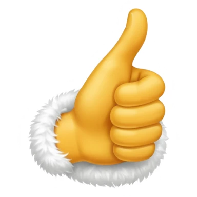 Hand  thumbs up covered in white fur sticker