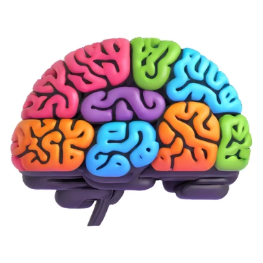 brain with connected ideas, brainstorming app logo sticker