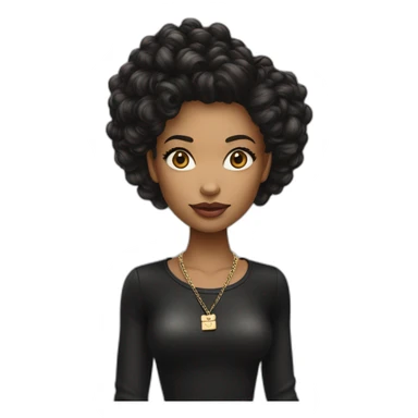 Chica de pelo negro con bolso louis vuitton sticker