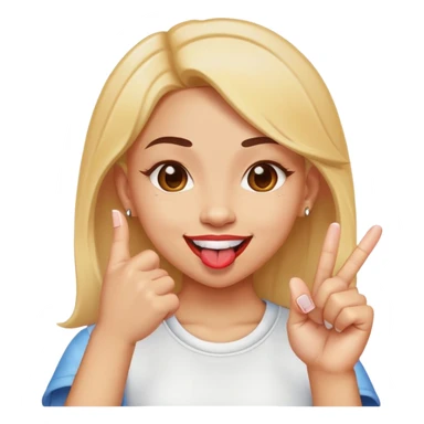 Light skin girl with tongue out and middle finger up sticker