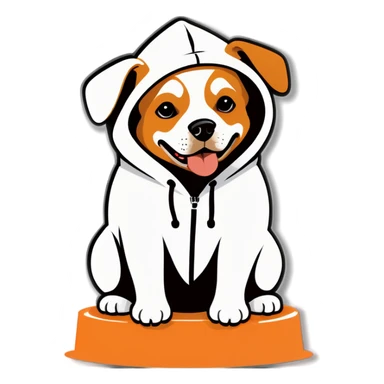 dog wearing hoodie sticker