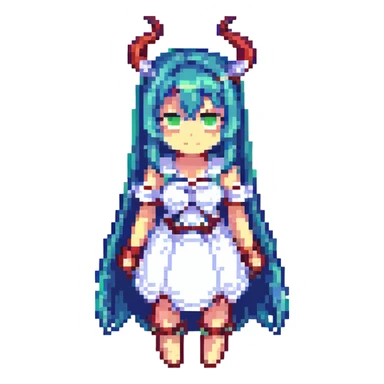 Miia from Monster Musume, pixel art style, simple and recognizable sticker