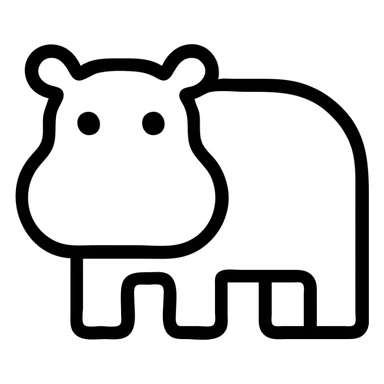 simple hippopotamus icon, minimalist and bold, clean black outlines, no fill, modern icon style sticker