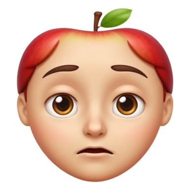  Apple emoji style, high clarity slightly widened eyes, subtle tension around eyes, small tight curved-down mouth, eyebrows raised inward, expression of quiet worry sticker