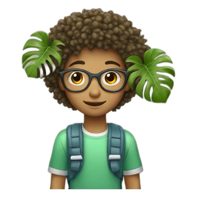 Young student with monstera deliciosa hair sticker