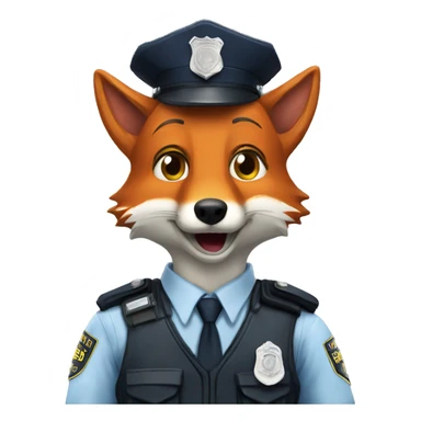 Red fox in police suit meme sticker