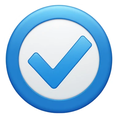 Un circulo celeste con una palomita blanca dentro un check  mas xeleate chillante sticker