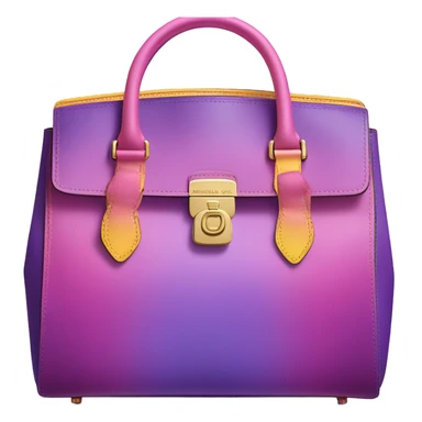 Realistic front facing pair of purple pink yellow ombre Michael Kors satchel purse isolated.  sticker