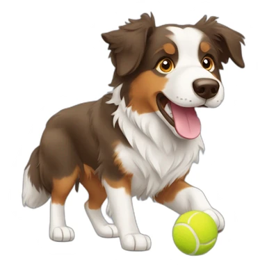 australian shepherd fetching tennis ball sticker