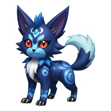 Shiny Evil mExotic Badass Colorful Ethereal Royal Mysterious Gothic Meowstic-Zorua-Litten-Noibat-Pokémon-Fakémon-hybrid-creature (full body) with pattern-markings sticker