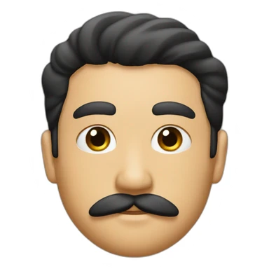 Fat, eye black, hair black, thin mustache think, sticker