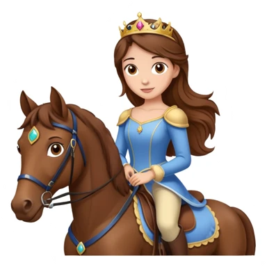 brown hair, brown eyed princess is riding a brown horse sticker