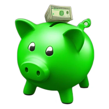 green piggybank sitting on money  sticker