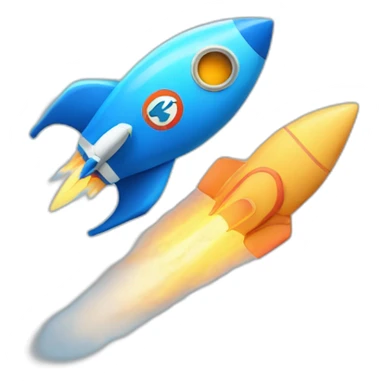 the blue rocket is flying to the right sticker
