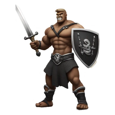 A photo of a very muscular kartan holding a sword under the moonlight with the words bjk in the background sticker