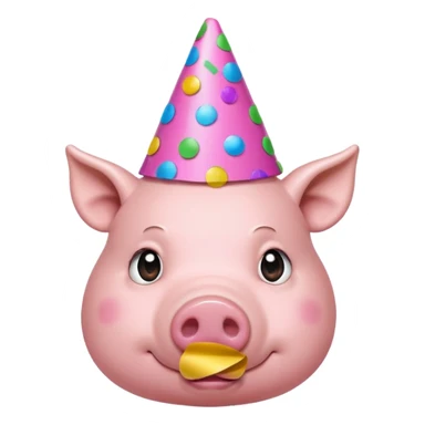 Party Pig – small pig with cone party hat and confetti sticker