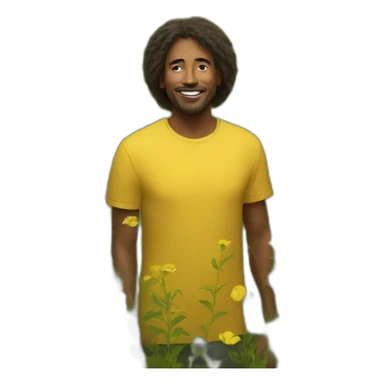 standing in field of yellow flowers sticker