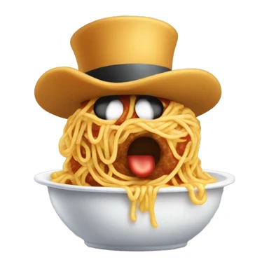A spaghetti wearing a top hat or fedora willfully puking meatballs  sticker