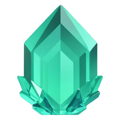 crystal icon, 3D model, emerald green sticker