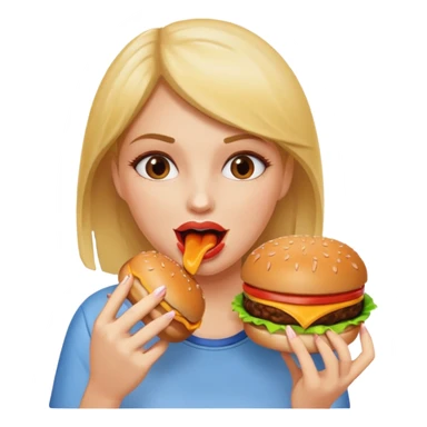 women eat burger sticker