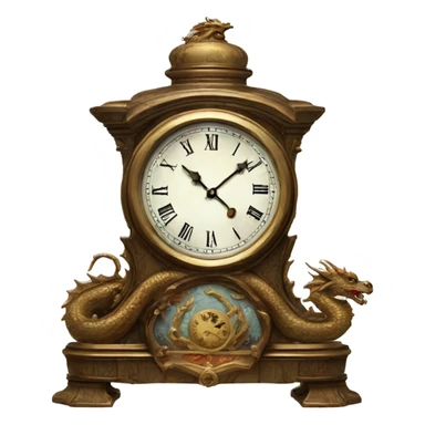 Antique clock with dragon on edge sticker